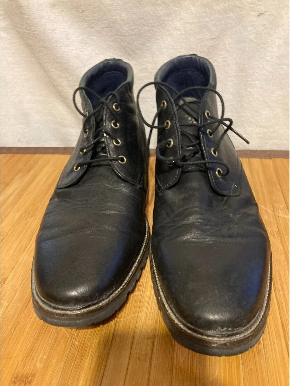Cole Haan Mens Chukka Size 11.5 Black Boots Contrast Welt Stitching leather